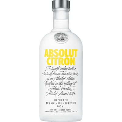 Absolut Citron Vodka 40 % Vol. mit Zitrusgeschmack - 700 ml Flasche